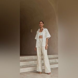 DISSH Malta Beige Palm Linen Pants